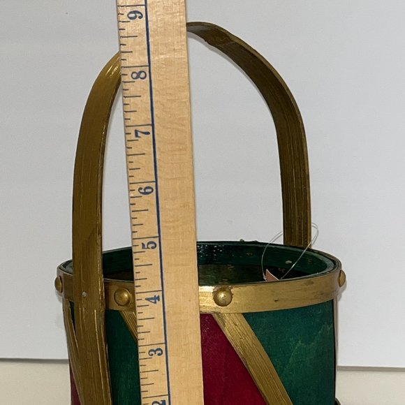 Vintage Christmas Decor  Basket Red Green Gold  Trim - Picture 3 of 4